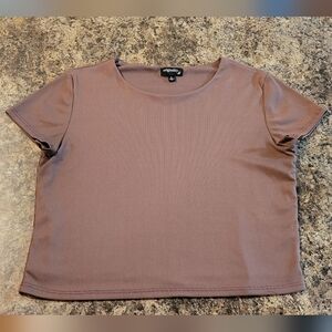 Brown Short Sleeve Crop Top